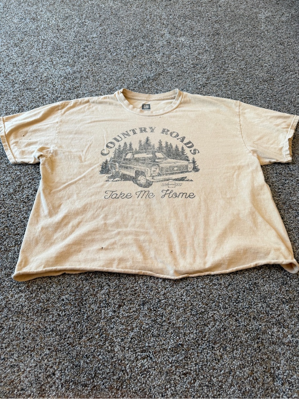 Chevrolet Country Roads Women's XL Oversized Distressed Crop Graphic Tee